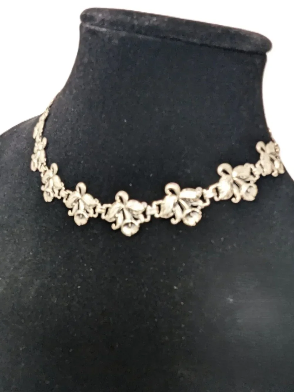 VTG 1940s Guglielmo Cini Sterling Silver Necklace Cattleya Orchids 15